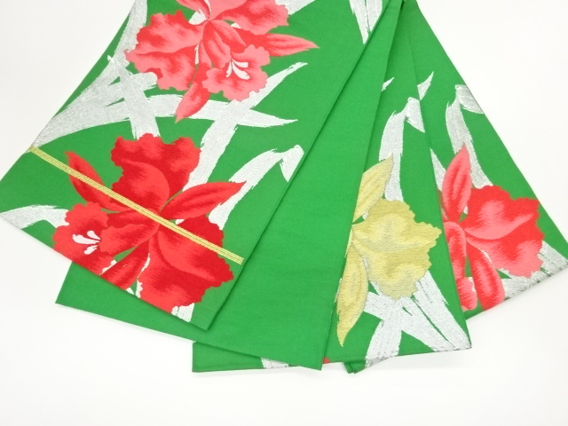  カトレア模様織出し袋帯